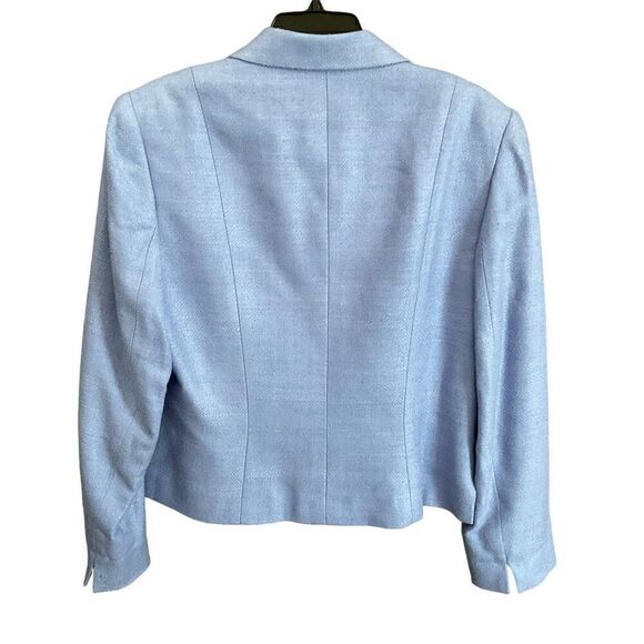 Carlisle Blazer Silk Collar Hidden Zip Snap Front Blue Vintage Shoulder Pads 14 - Picture 2 of 10